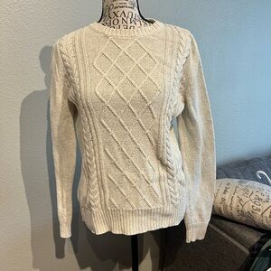 Chaps Cream Cable-Knit Crewneck Sweater